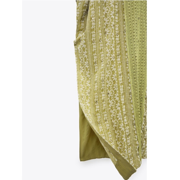 Zara Green Embroidered Tunic Dress NWT - Picture 10 of 13